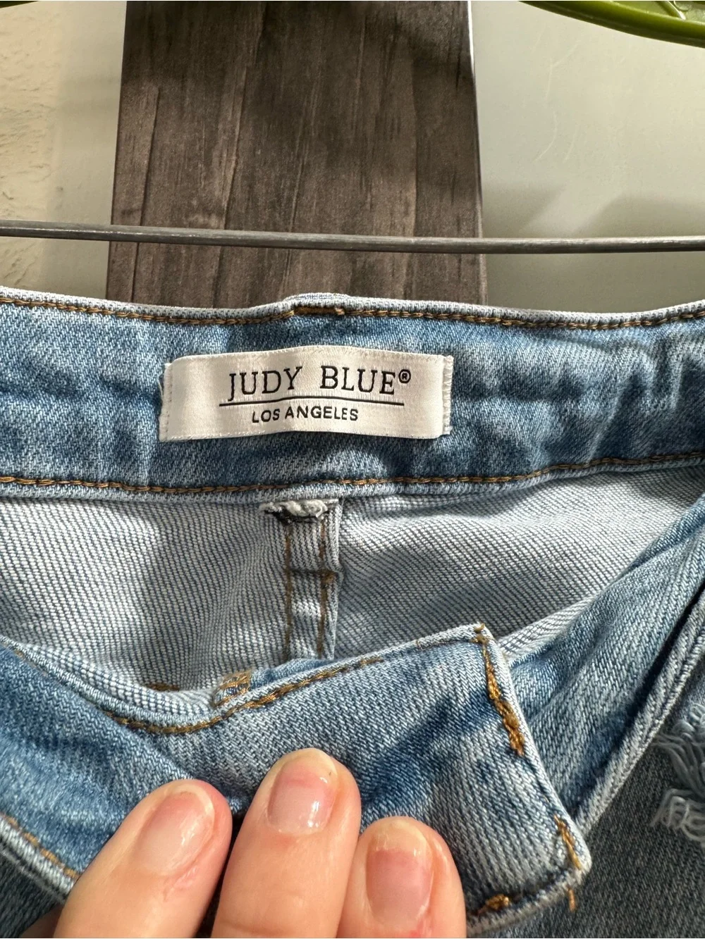 Judy Blue Light Blue Distressed Denim Shorts - Picture 4 of 4